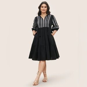 NWT BloomChic Geometric Bandana Print Knot Neck Tassel  Midd Dress size 12/L